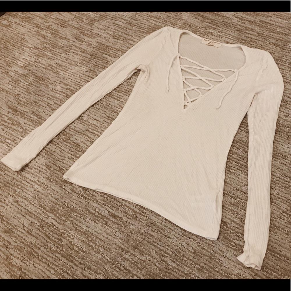White Urban Outfitters Tie Up Shirt